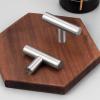 imageProbrico 15 Pack Flat Black Modern Cabinet Handles 3 Inch Hole Centers Cupboard Pulls Kitchen Cabinet Stainless Steel T Bar Dresser HandlesBrushed Nickel