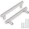 imageProbrico 15 Pack Flat Black Modern Cabinet Handles 3 Inch Hole Centers Cupboard Pulls Kitchen Cabinet Stainless Steel T Bar Dresser HandlesBrushed Nickel