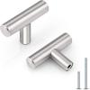 imageProbrico 15 Pack Flat Black Modern Cabinet Handles 3 Inch Hole Centers Cupboard Pulls Kitchen Cabinet Stainless Steel T Bar Dresser HandlesBrushed Nickel