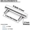 imageProbrico 15 Pack Flat Black Modern Cabinet Handles 3 Inch Hole Centers Cupboard Pulls Kitchen Cabinet Stainless Steel T Bar Dresser HandlesPolished Chrome
