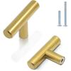 imageProbrico 20 Pack Flat Black Modern Cabinet Pulls Drawer Handle Kitchen Cupboard Euro T Bar Dresser Pulls  3 Inch Hole CentersGold