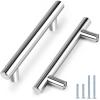 imageProbrico 20 Pack Flat Black Modern Cabinet Pulls Drawer Handle Kitchen Cupboard Euro T Bar Dresser Pulls  3 Inch Hole CentersPolished Chrome