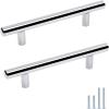imageProbrico 20 Pack Flat Black Modern Cabinet Pulls Drawer Handle Kitchen Cupboard Euro T Bar Dresser Pulls  3 Inch Hole CentersPolished Chrome