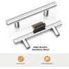 imageProbrico 25 Pack Flat Black Modern Kitchen Handles 3 Inch Hole Centers Cabinet Drawer Pulls Euro T Bar HandlesPolished Chrome