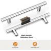 imageProbrico 25 Pack Flat Black Modern Kitchen Handles 3 Inch Hole Centers Cabinet Drawer Pulls Euro T Bar HandlesPolished Chrome