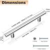 imageProbrico 25 Pack Flat Black Modern Kitchen Handles 3 Inch Hole Centers Cabinet Drawer Pulls Euro T Bar HandlesPolished Chrome