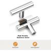 imageProbrico 25 Pack Flat Black Modern Kitchen Handles 3 Inch Hole Centers Cabinet Drawer Pulls Euro T Bar HandlesPolished Chrome