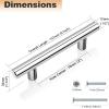 imageProbrico 25 Pack Flat Black Modern Kitchen Handles 3 Inch Hole Centers Cabinet Drawer Pulls Euro T Bar HandlesPolished Chrome