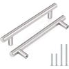 imageProbrico 30 Pack 3 Inch Hole Centers Kitchen Cabinet Handles Euro T Bar Cabinet Pulls Stainless Steel Kitchen Drawer Handles Brushed Nickel Furniture Dresser Cabinet Hardware 5 Inch Total LengthBrushed Nickel