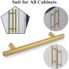 imageProbrico 30 Pack 3 Inch Hole Centers Kitchen Cabinet Handles Euro T Bar Cabinet Pulls Stainless Steel Kitchen Drawer Handles Brushed Nickel Furniture Dresser Cabinet Hardware 5 Inch Total LengthGold