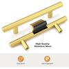 imageProbrico 30 Pack 3 Inch Hole Centers Kitchen Cabinet Handles Euro T Bar Cabinet Pulls Stainless Steel Kitchen Drawer Handles Brushed Nickel Furniture Dresser Cabinet Hardware 5 Inch Total LengthGold
