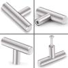 imageProbrico 30 Pack 3 Inch Hole Centers Kitchen Cabinet Handles Euro T Bar Cabinet Pulls Stainless Steel Kitchen Drawer Handles Brushed Nickel Furniture Dresser Cabinet Hardware 5 Inch Total LengthBrushed Nickel