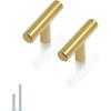 imageProbrico 30 Pack 3 Inch Hole Centers Kitchen Cabinet Handles Euro T Bar Cabinet Pulls Stainless Steel Kitchen Drawer Handles Brushed Nickel Furniture Dresser Cabinet Hardware 5 Inch Total LengthGold