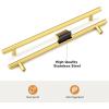 imageProbrico 30 Pack 3 Inch Hole Centers Kitchen Cabinet Handles Euro T Bar Cabinet Pulls Stainless Steel Kitchen Drawer Handles Brushed Nickel Furniture Dresser Cabinet Hardware 5 Inch Total LengthGold