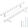 imageProbrico 30 Pack 3 Inch Hole Centers Kitchen Cabinet Handles Euro T Bar Cabinet Pulls Stainless Steel Kitchen Drawer Handles Brushed Nickel Furniture Dresser Cabinet Hardware 5 Inch Total LengthWhite