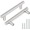 imageProbrico 30 Pack 3 Inch Hole Centers Kitchen Cabinet Handles Euro T Bar Cabinet Pulls Stainless Steel Kitchen Drawer Handles Brushed Nickel Furniture Dresser Cabinet Hardware 5 Inch Total LengthBrushed Nickel