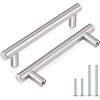imageProbrico 30 Pack 3 Inch Hole Centers Kitchen Cabinet Handles Euro T Bar Cabinet Pulls Stainless Steel Kitchen Drawer Handles Brushed Nickel Furniture Dresser Cabinet Hardware 5 Inch Total LengthBrushed Nickel