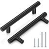 imageProbrico 5 Pack 10quot Center to Center Black Modern Cabinet Pulls Stainless Steel Cabinet Hardware Bedroom Drawer Pull Kitchen Cabinet T Bar Handle Dresser PullsBlack