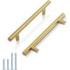 imageProbrico 5 Pack 10quot Center to Center Black Modern Cabinet Pulls Stainless Steel Cabinet Hardware Bedroom Drawer Pull Kitchen Cabinet T Bar Handle Dresser PullsGold
