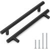 imageProbrico 5 Pack 10quot Center to Center Black Modern Cabinet Pulls Stainless Steel Cabinet Hardware Bedroom Drawer Pull Kitchen Cabinet T Bar Handle Dresser PullsBlack
