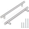 imageProbrico 5 Pack 10quot Center to Center Black Modern Cabinet Pulls Stainless Steel Cabinet Hardware Bedroom Drawer Pull Kitchen Cabinet T Bar Handle Dresser PullsBrushed Nickel