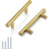 imageProbrico 5 Pack 10quot Center to Center Black Modern Cabinet Pulls Stainless Steel Cabinet Hardware Bedroom Drawer Pull Kitchen Cabinet T Bar Handle Dresser PullsGold