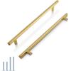 imageProbrico 5 Pack 10quot Center to Center Black Modern Cabinet Pulls Stainless Steel Cabinet Hardware Bedroom Drawer Pull Kitchen Cabinet T Bar Handle Dresser PullsGold