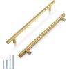 imageProbrico 5 Pack 10quot Center to Center Black Modern Cabinet Pulls Stainless Steel Cabinet Hardware Bedroom Drawer Pull Kitchen Cabinet T Bar Handle Dresser PullsGold