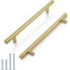 imageProbrico 5 Pack 10quot Center to Center Black Modern Cabinet Pulls Stainless Steel Cabinet Hardware Bedroom Drawer Pull Kitchen Cabinet T Bar Handle Dresser PullsGold