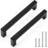imageProbrico 5 Pack Black Cabinet Handles 5 Inch128mm Hole Centers Drawer Pulls Stainless Steel Kitchen Cabinet Handles Matte Black Square Drawer Handles Modern Cabinet HardwareBlack
