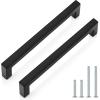 imageProbrico 5 Pack Black Cabinet Handles 5 Inch128mm Hole Centers Drawer Pulls Stainless Steel Kitchen Cabinet Handles Matte Black Square Drawer Handles Modern Cabinet HardwareBlack