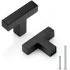 imageProbrico 5 Pack Black Cabinet Handles 5 Inch128mm Hole Centers Drawer Pulls Stainless Steel Kitchen Cabinet Handles Matte Black Square Drawer Handles Modern Cabinet HardwareBlack