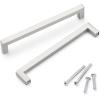 imageProbrico 5 Pack Black Cabinet Handles 5 Inch128mm Hole Centers Drawer Pulls Stainless Steel Kitchen Cabinet Handles Matte Black Square Drawer Handles Modern Cabinet HardwareBrushed Nickel