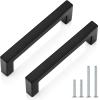 imageProbrico 5 Pack Black Cabinet Handles 5 Inch128mm Hole Centers Drawer Pulls Stainless Steel Kitchen Cabinet Handles Matte Black Square Drawer Handles Modern Cabinet HardwareBlack