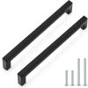 imageProbrico 5 Pack Black Cabinet Handles 5 Inch128mm Hole Centers Drawer Pulls Stainless Steel Kitchen Cabinet Handles Matte Black Square Drawer Handles Modern Cabinet HardwareBlack