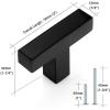 imageProbrico 5 Pack Black Cabinet Handles 5 Inch128mm Hole Centers Drawer Pulls Stainless Steel Kitchen Cabinet Handles Matte Black Square Drawer Handles Modern Cabinet HardwareBlack