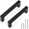 imageProbrico 5 Pack Black Cabinet Handles 5 Inch128mm Hole Centers Drawer Pulls Stainless Steel Kitchen Cabinet Handles Matte Black Square Drawer Handles Modern Cabinet HardwareBlack