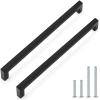 imageProbrico 5 Pack Black Cabinet Handles 5 Inch128mm Hole Centers Drawer Pulls Stainless Steel Kitchen Cabinet Handles Matte Black Square Drawer Handles Modern Cabinet HardwareBlack