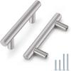 imageProbrico 12 Pack 25 inch Hole to Hole Modern Cabinet Hardware Black Bathroom Cupboard Pull Kitchen Cabinet T Bar Handle Dresser Knobs SetBrushed Nickel