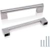 imageProbrico 30 Pack Kitchen Cabinet Handles Satin Nickel Drawer Pulls 5 Inch Hole Centers Modern Euro Style Cabinet Hardware Round Bar Stainless Steel Bathroom Wardrobe Drawer Handles
