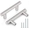 imageProbrico 5 Pack 10quot Center to Center Black Modern Cabinet Pulls Stainless Steel Cabinet Hardware Bedroom Drawer Pull Kitchen Cabinet T Bar Handle Dresser PullsBrushed Nickel