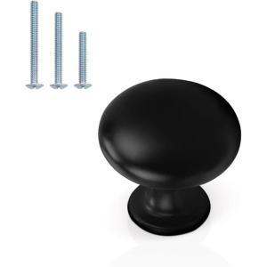 imageProbrico 25 PackBlack Cabinet Knobs Solid Kitchen Closet Dreeer Drawer Pulls and Handles Contemporary Furniture HardwareBlack