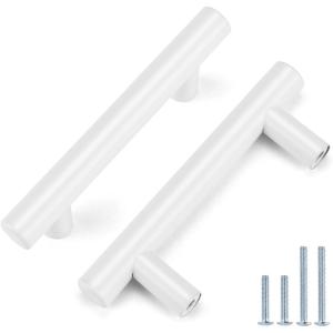 imageProbrico 5 Pack 10quot Center to Center Black Modern Cabinet Pulls Stainless Steel Cabinet Hardware Bedroom Drawer Pull Kitchen Cabinet T Bar Handle Dresser PullsWhite