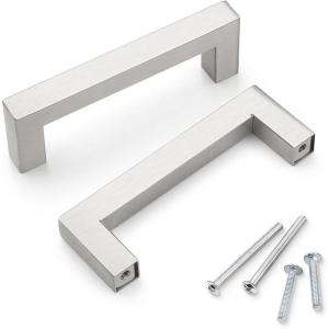 imageProbrico 5 Pack Black Cabinet Handles 5 Inch128mm Hole Centers Drawer Pulls Stainless Steel Kitchen Cabinet Handles Matte Black Square Drawer Handles Modern Cabinet HardwareBrushed Nickel