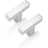 imageProbrico 30 Pack2quot Total Length Square Kitchen Cabinet Knobs Cupboard Drawer Handles Stainless Steel Brushed Nickel Knobs 14quot Height Single HoleBrushed Nickel