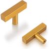 imageProbrico 5 Pack Gold Cabinet Knobs Square T Bar Single Hole Drawer Pulls2 Inch Hole Center Dresser Handles Furniture HardwareStainless Steel Cupboard Handles Hardware for Kitchen Bathroom