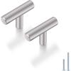 imageProbrico 10 Pack 2 Inch Stainless Steel Kitchen Cabinet Door Knobs Satin Nickel Euro Style Round T Bar Hardware Single Hole Drawer Dresser Knobs for Cupboard Bathroom Bedroom