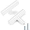 imageProbrico 10 Pack White Cabinet Knobs 2quot Overall Length Single Hole Kitchen Bathroom Cabinet Handles Euro T Bar Knobs Modern Cabinet Hardware Cupboard Drawer Closet Handle Pulls