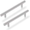 imageProbrico 5 Pack 2quot Single Hole Cabinet Knobs Solid Stainless Steel Brushed Nickel Kitchen Drawer Dresser Knobs Cupboard Handles Euro T Bar Pullshole center 7916
