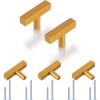 imageProbrico 5 Pack Gold Cabinet Knobs Square T Bar Single Hole Drawer Pulls2 Inch Hole Center Dresser Handles Furniture HardwareStainless Steel Cupboard Handles Hardware for Kitchen Bathroom